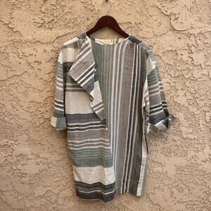 Vintage Asymmetrical Striped Shirt Dress Size